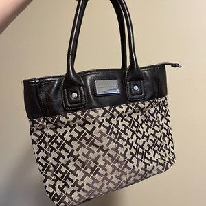TOMMY HILFIGER Brown Tan Iconic Classic Monogram Logo Handbag